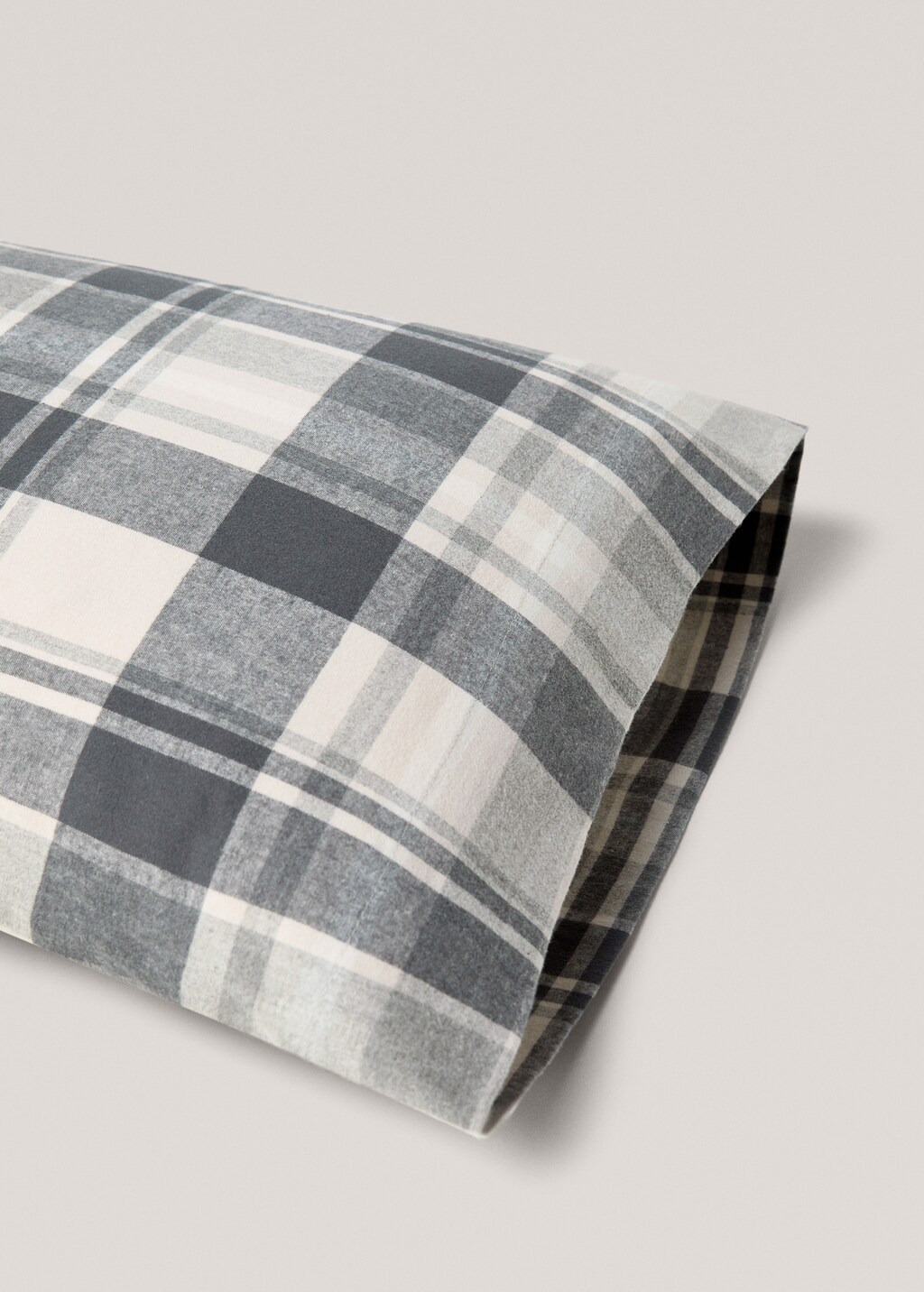 Pillow cover 100% cotton flannel checkered 45x110cm - Grey