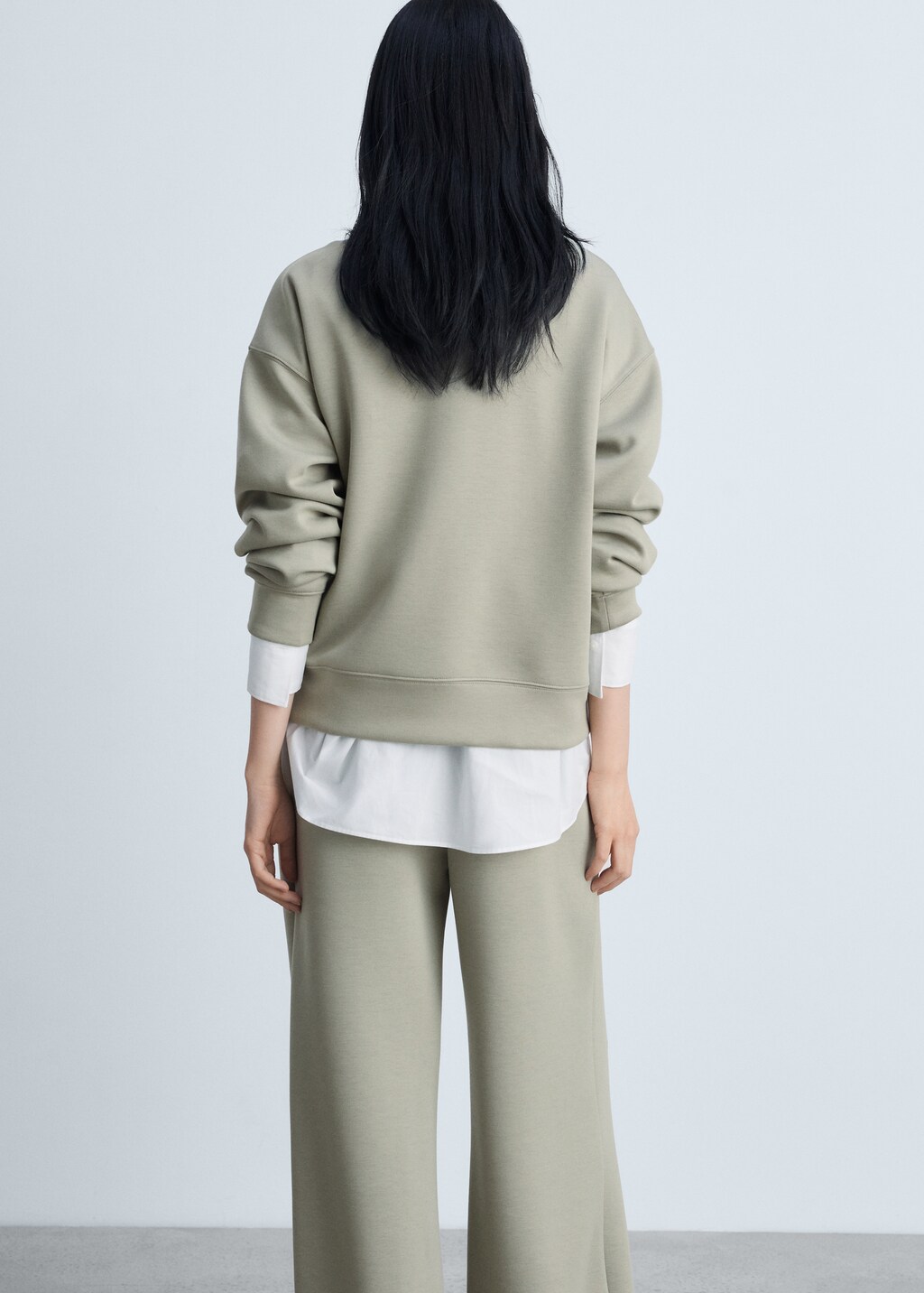 Knitted zip-neck sweatshirt - Khaki