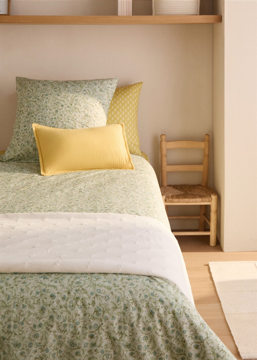 Cotton percale floral-print children's duvet cover for 90 cm bed - Pink