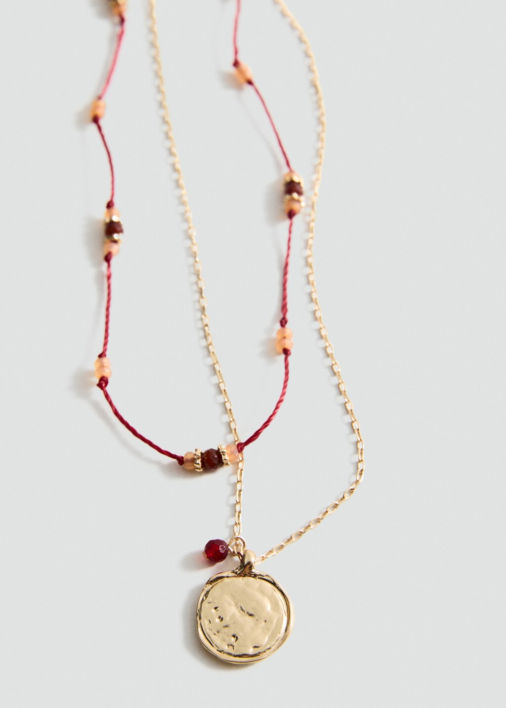 Combined double-pendant necklace - Gold