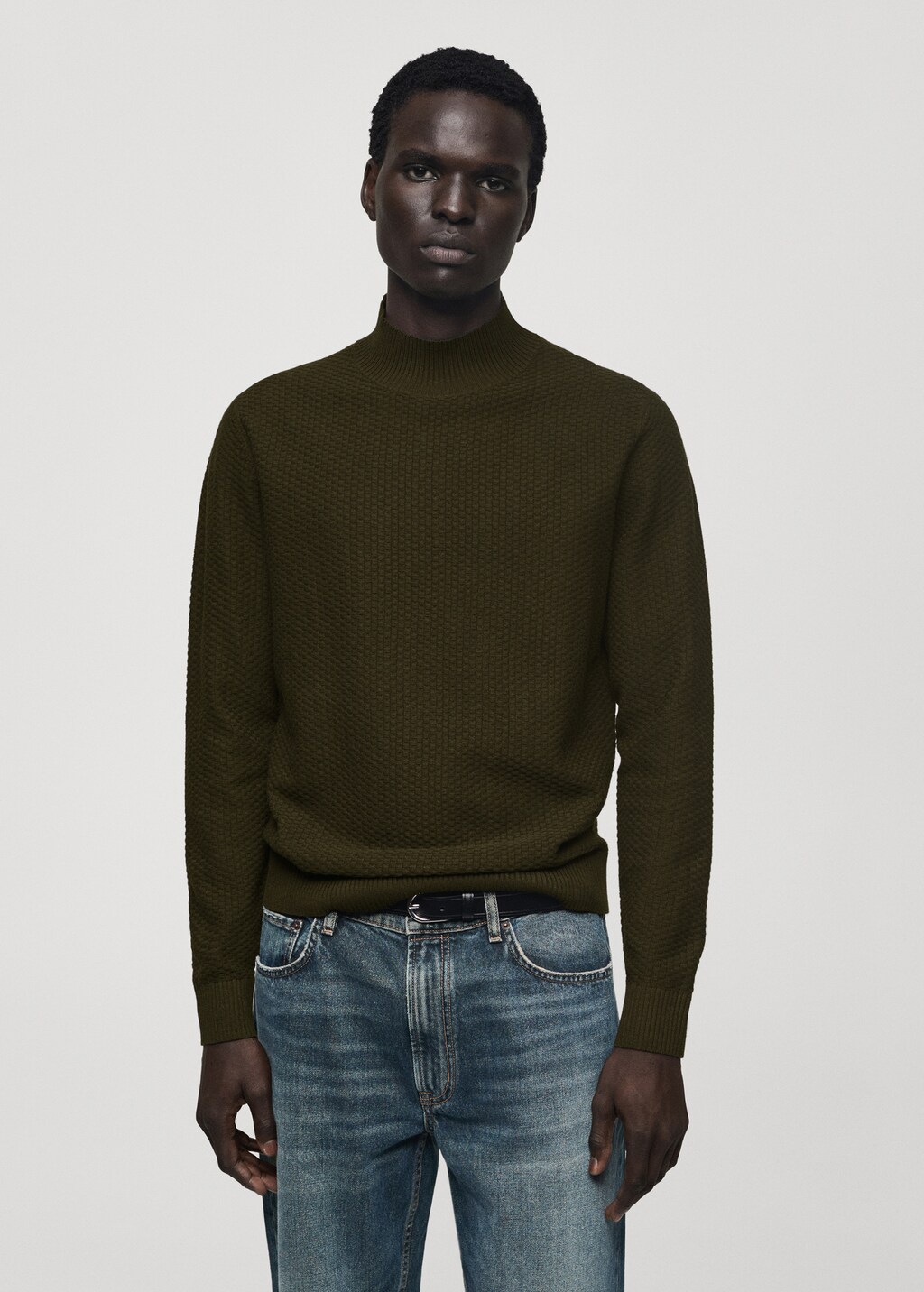 Cotton sweater with perkins-neck  structure - Sand