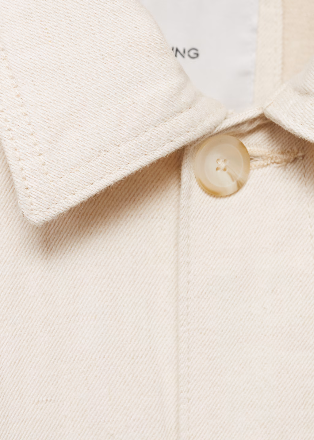 Linen-cotton overshirt with pocket - Ecru