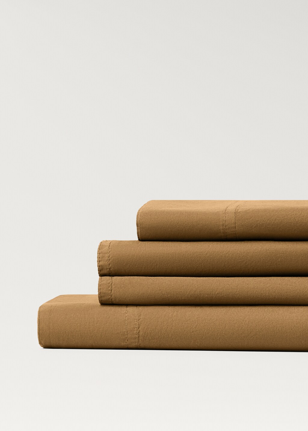 Cotton poplin double-stitched top sheet for 150/160 cm bed - Medium Grey