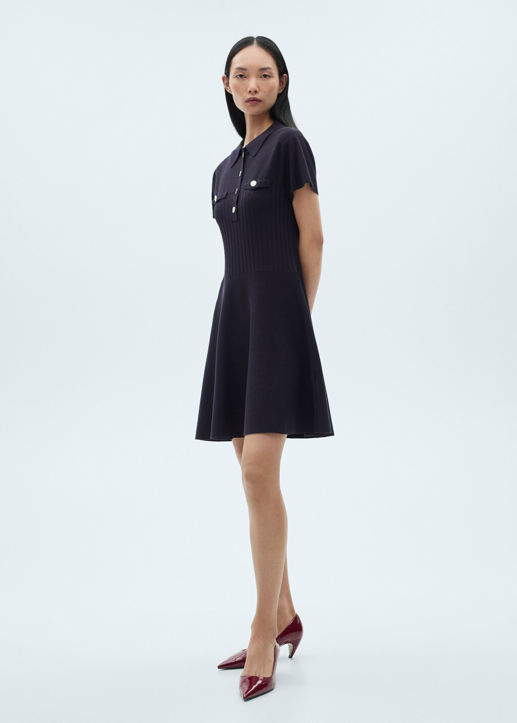 Button knit dress - Navy