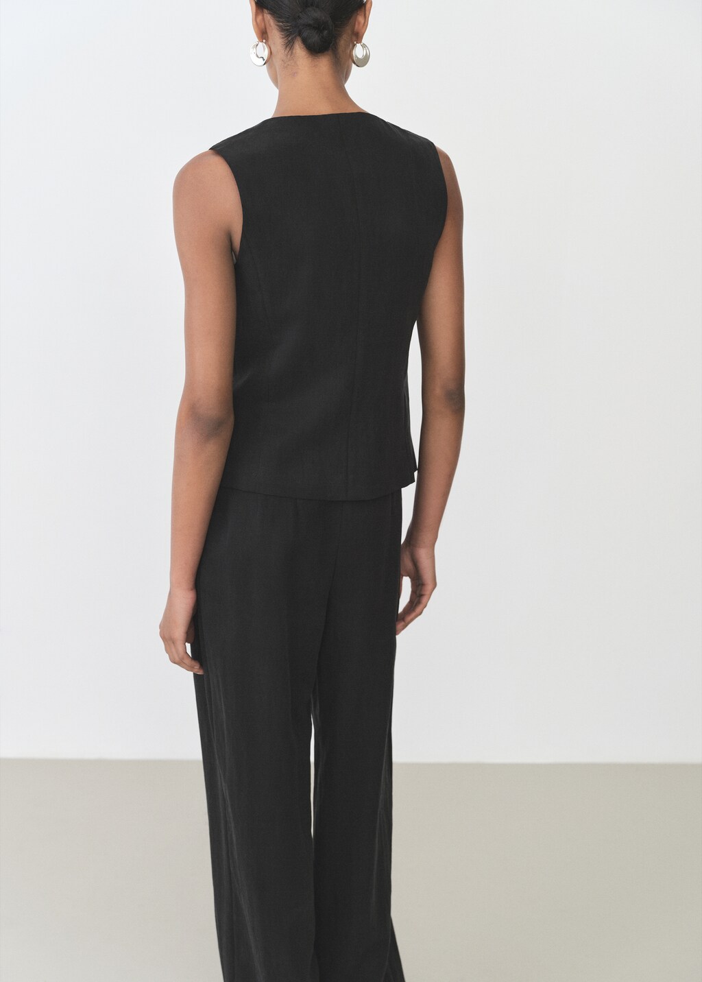Straight lyocell suit vest - Black