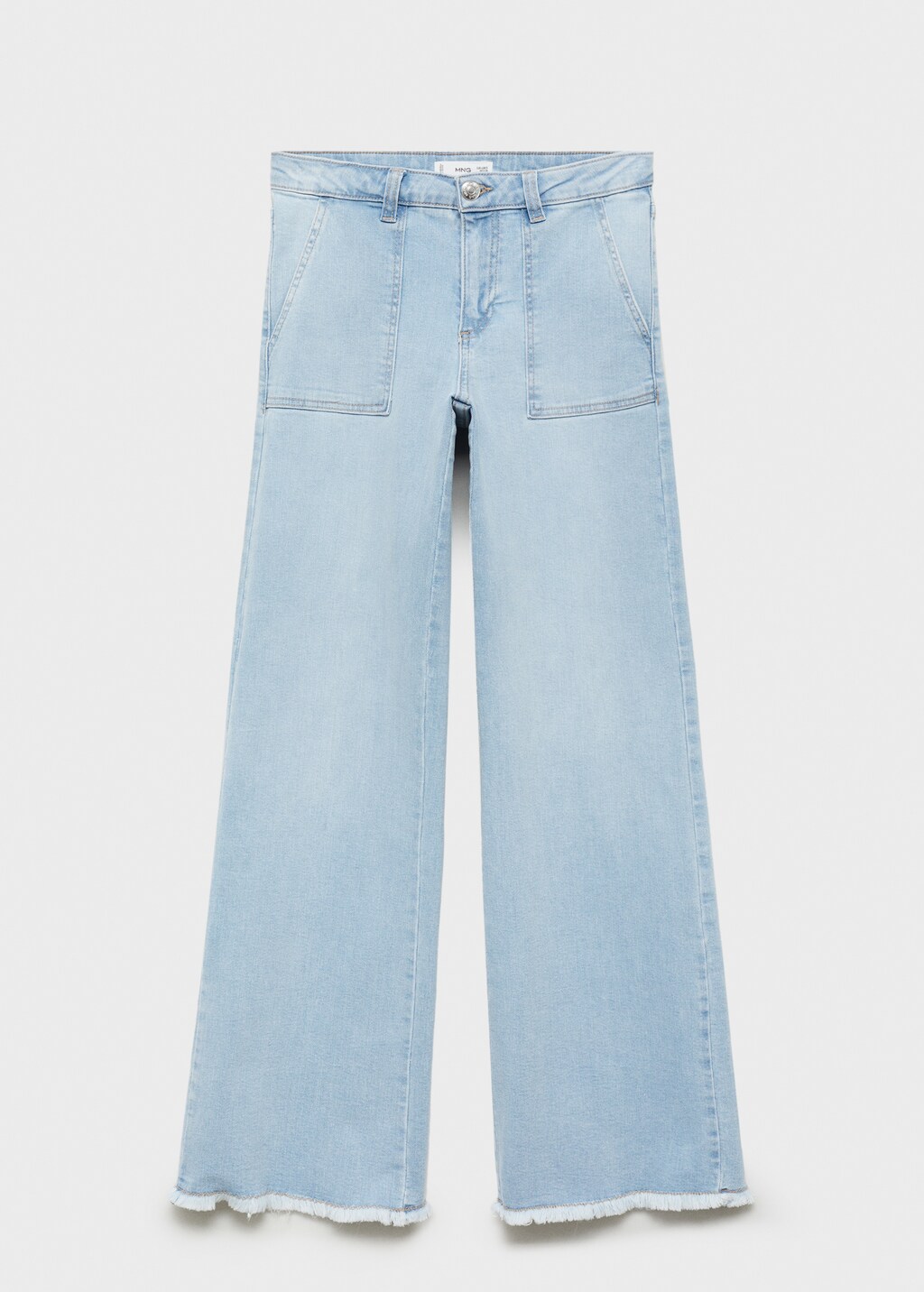 Wideleg low frayed hem jeans - White