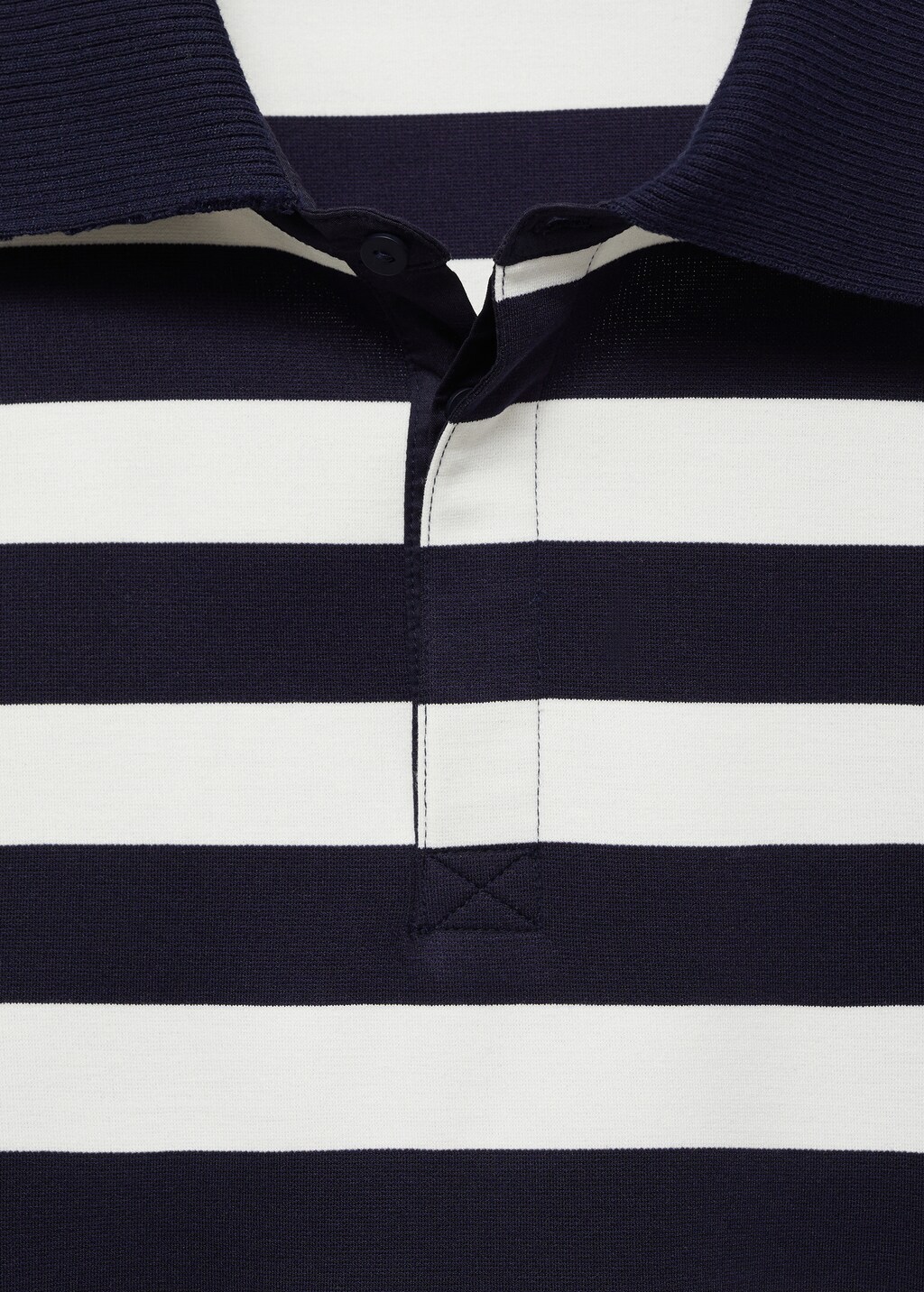 Striped polo-neck sweatshirt - Dark Navy