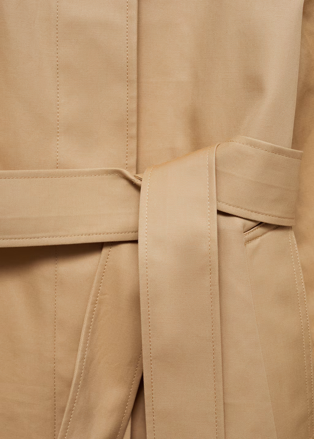 Cotton trench coat with belt - Medium Brown