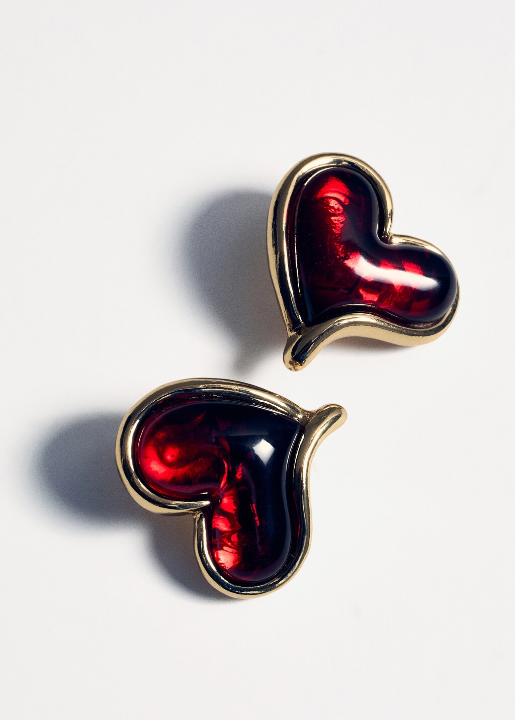 Resin heart earrings - Gold