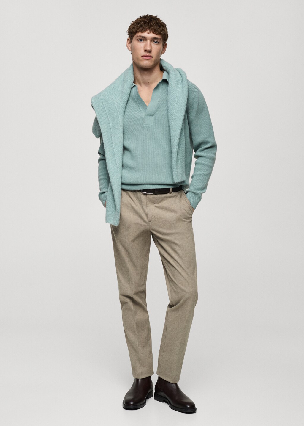 Regular-fit flannel trousers - Light Heather Grey