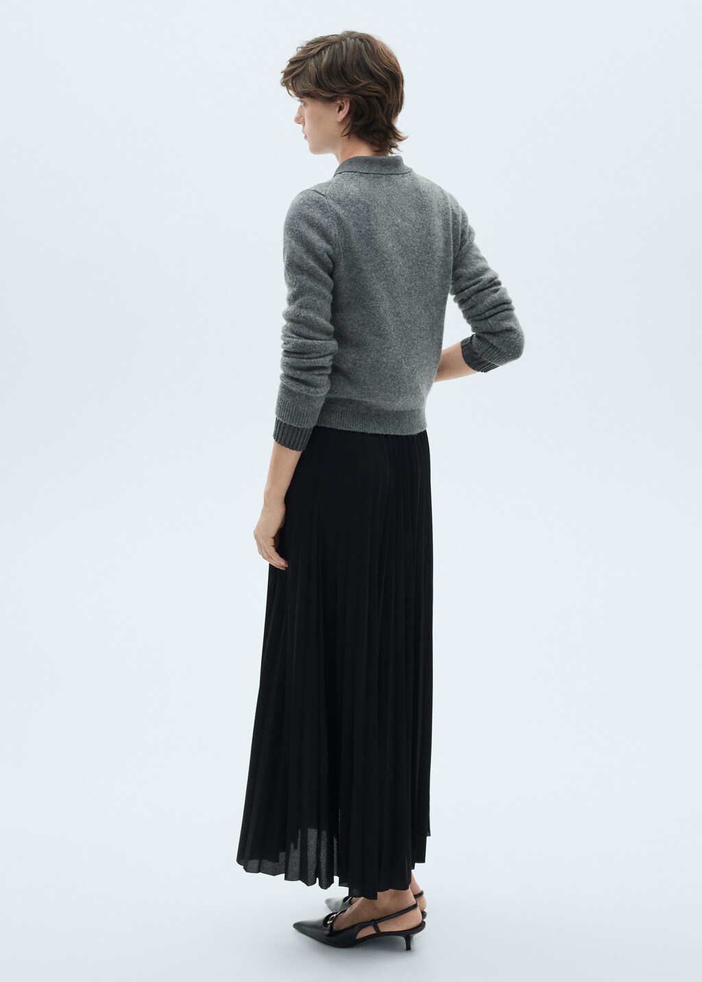 Pleated long skirt - Black