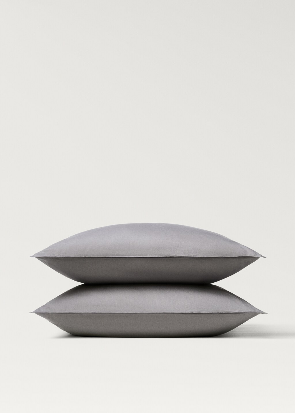 Washed satin cotton pillowcase with double stitching, 60x60cm - Russet