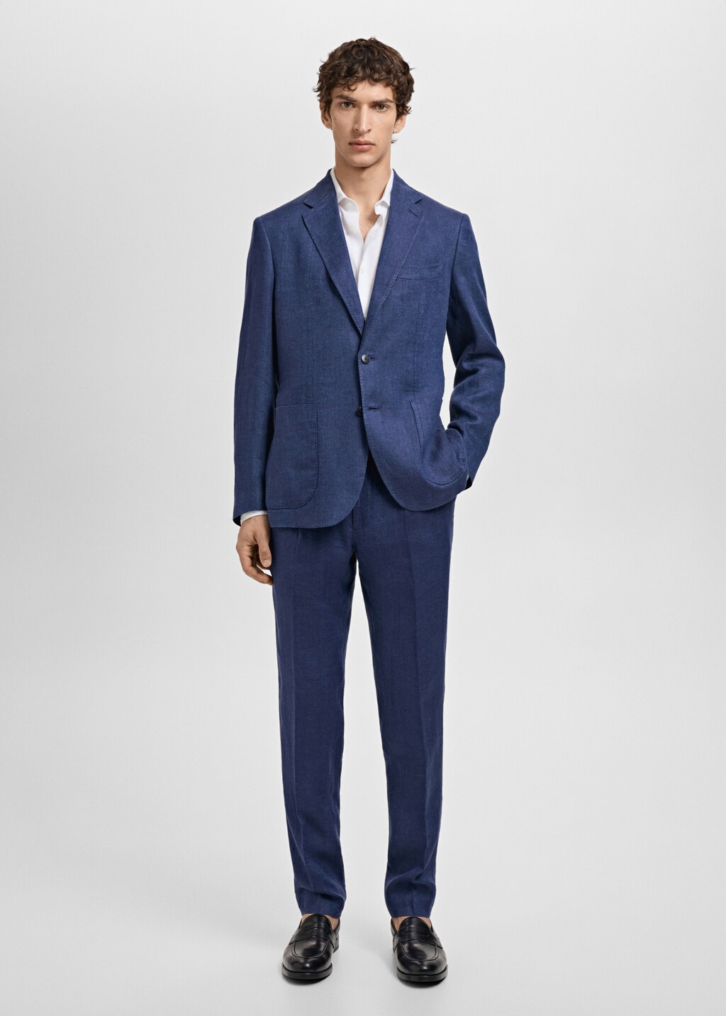 Salerno 100% linen slim fit suit blazer - Ecru