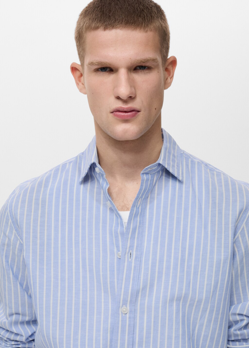 Striped cotton linen shirt - Blue