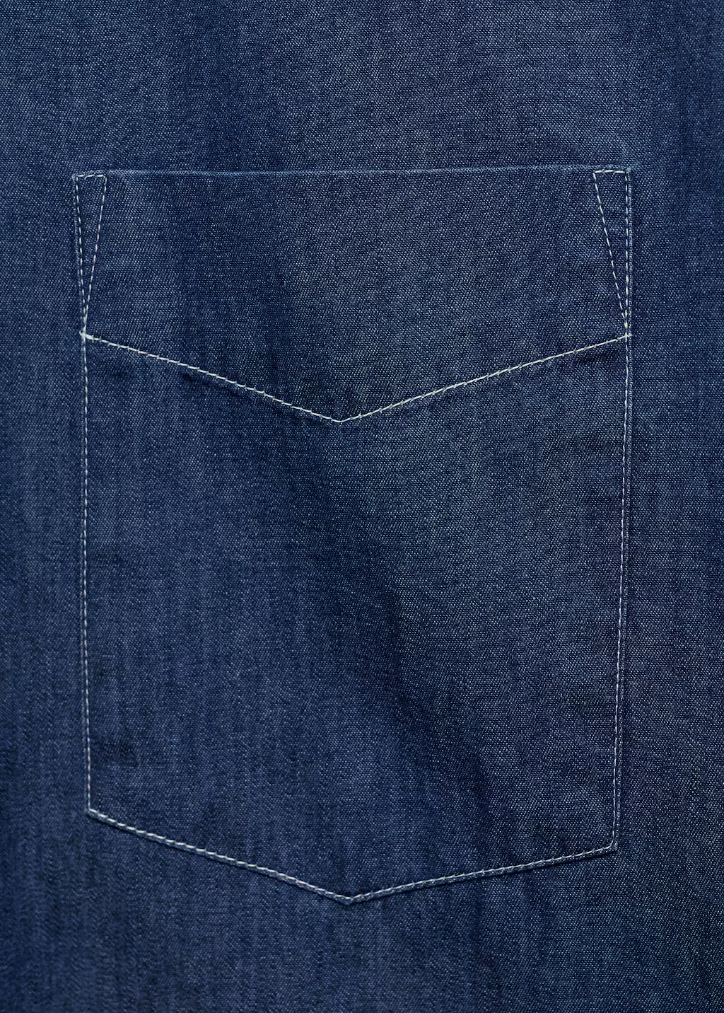 Regular-fit chambray cotton shirt - Dark Blue