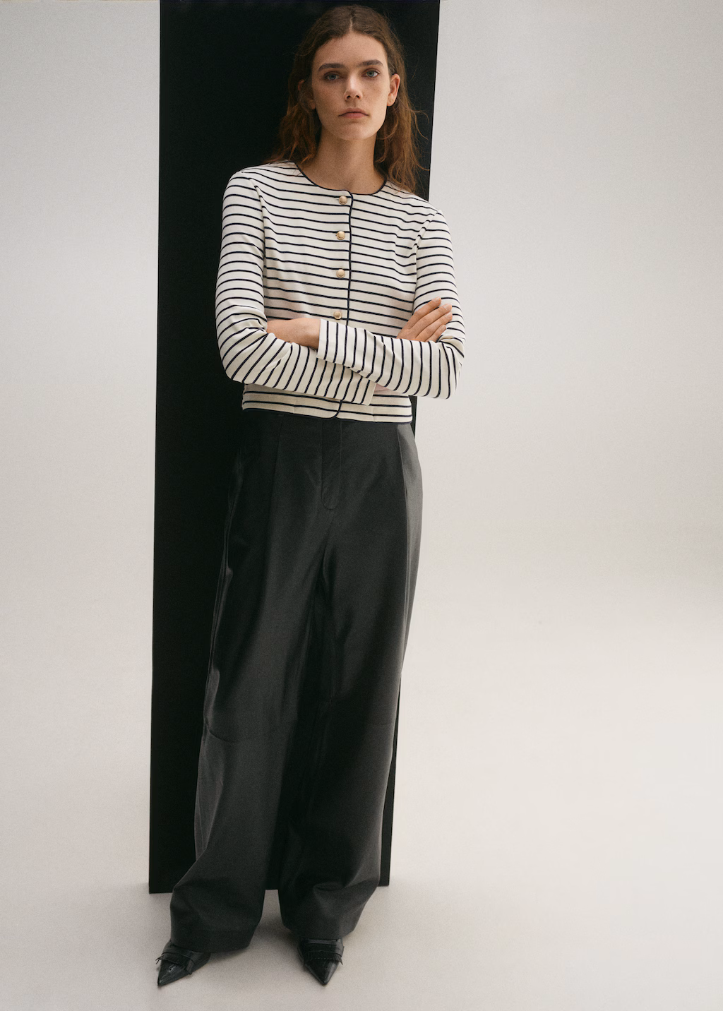 Stripped knit cardigan - Dark Navy