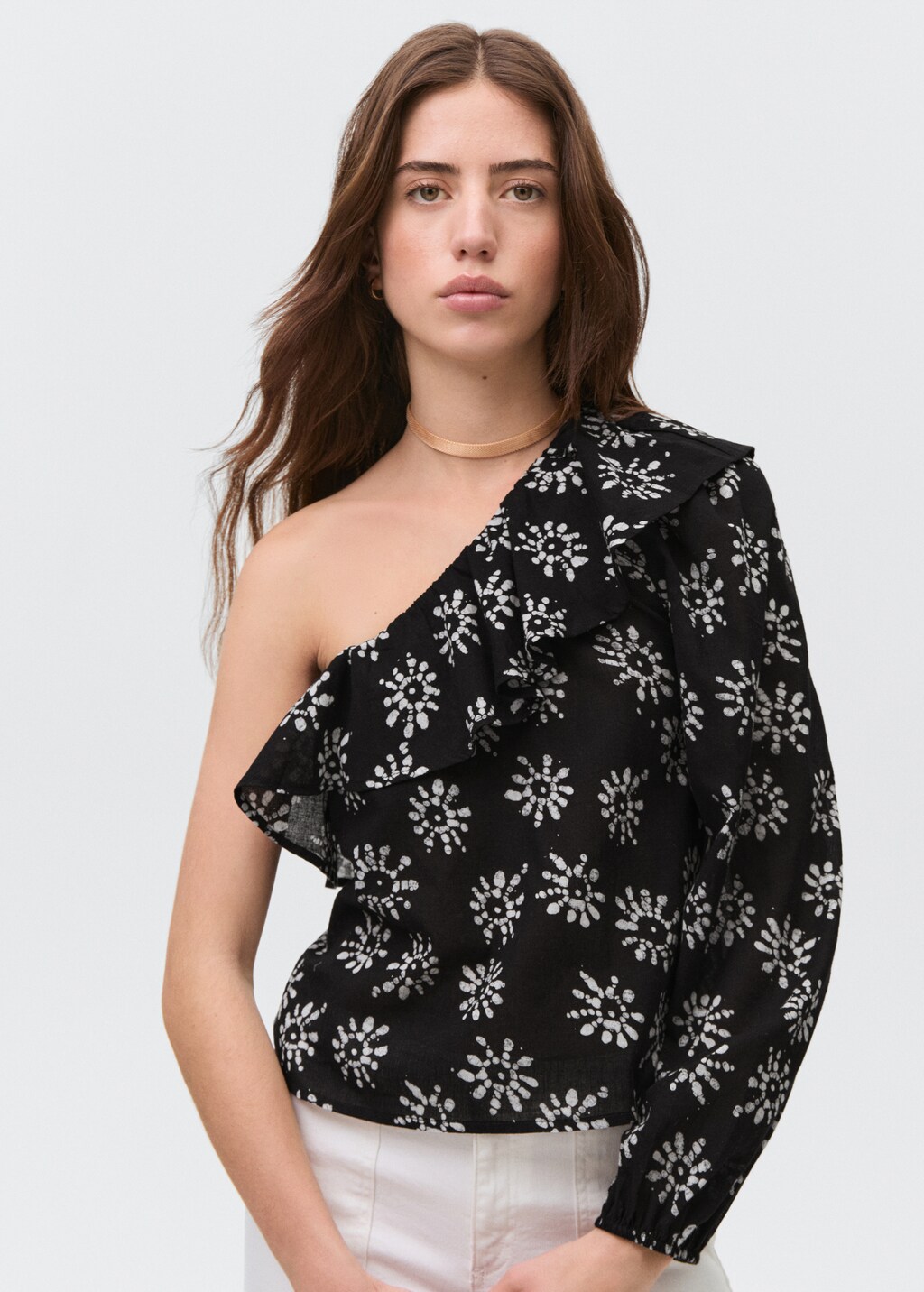 Asymmetrical printed blouse - Black