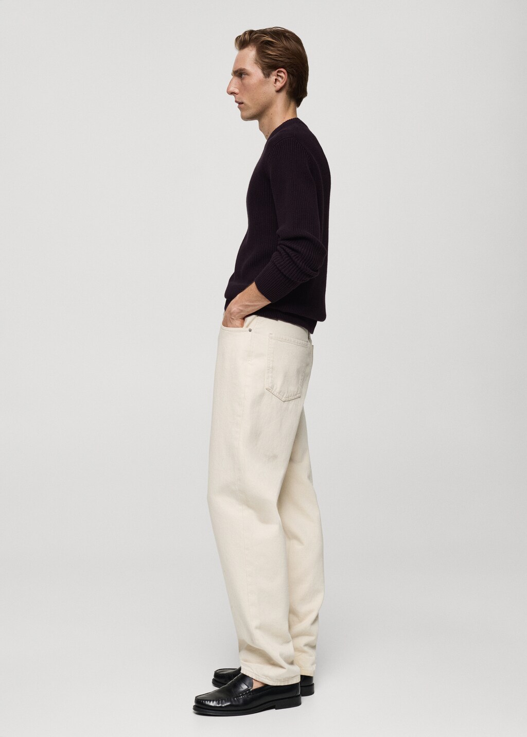 Ribbed cotton knitted sweater - Purple