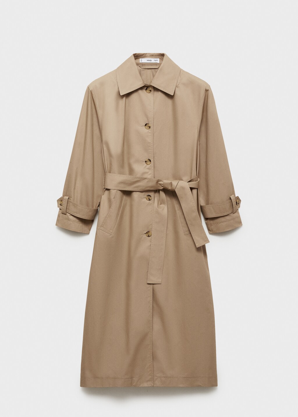 Cotton trench coat with shirt collar - Beige