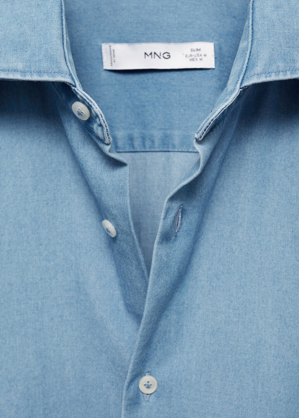 100% cotton chambray shirt - Medium Blue