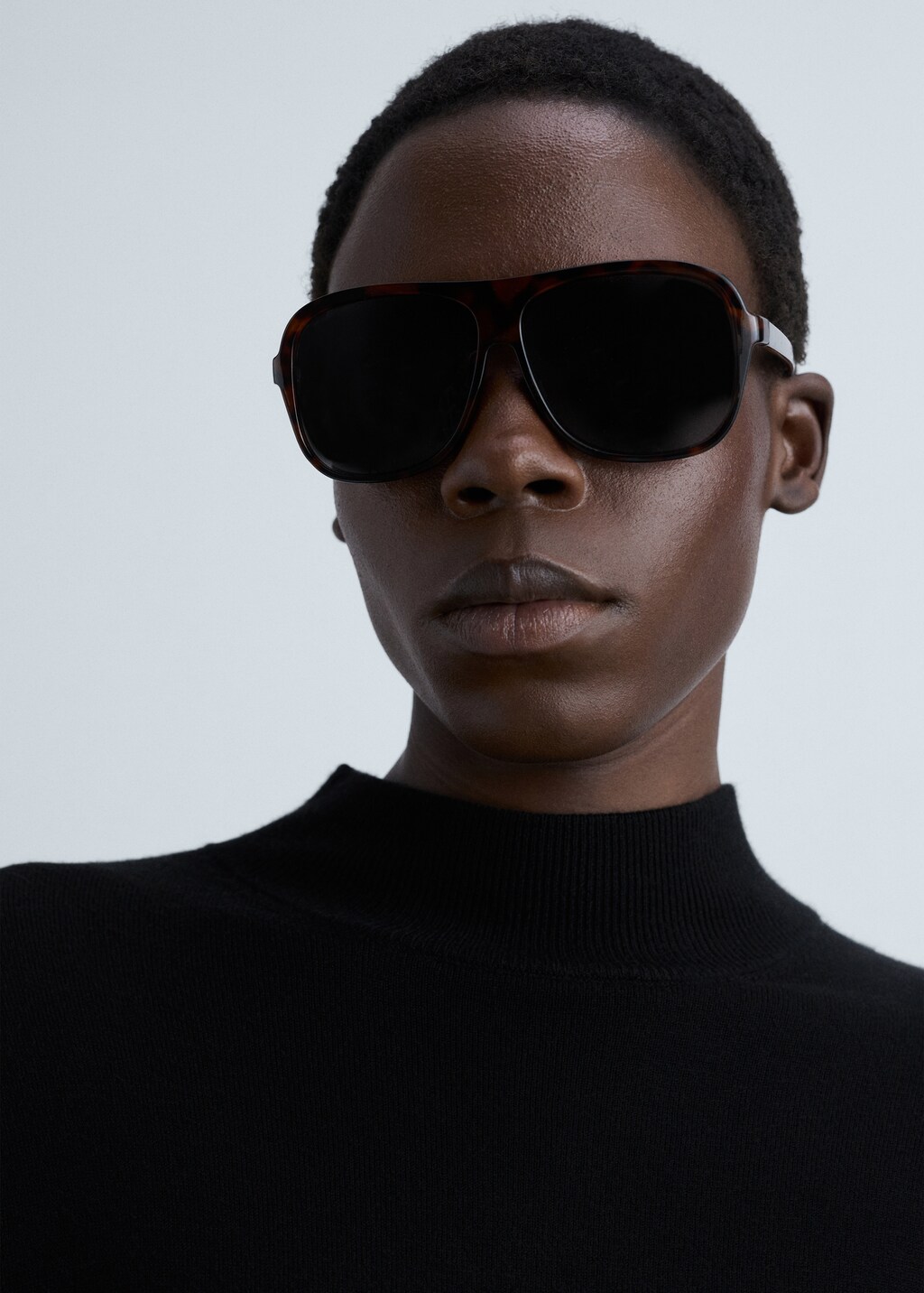 Perkins-neck knitted dress - Khaki