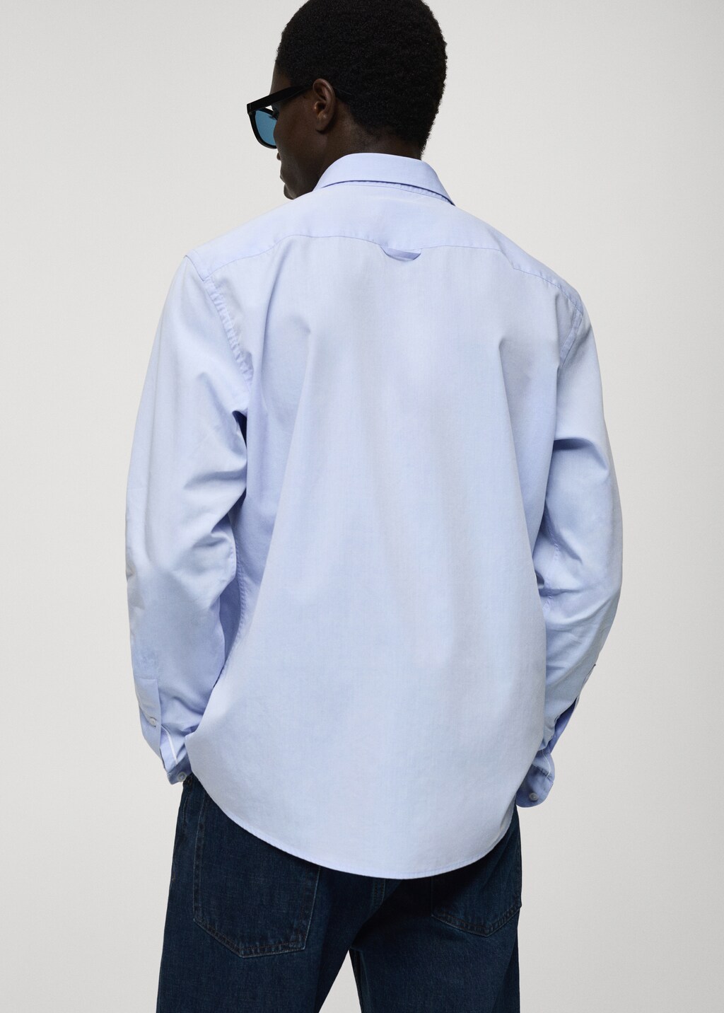 Regular fit end-on-end cotton shirt - Sky Blue