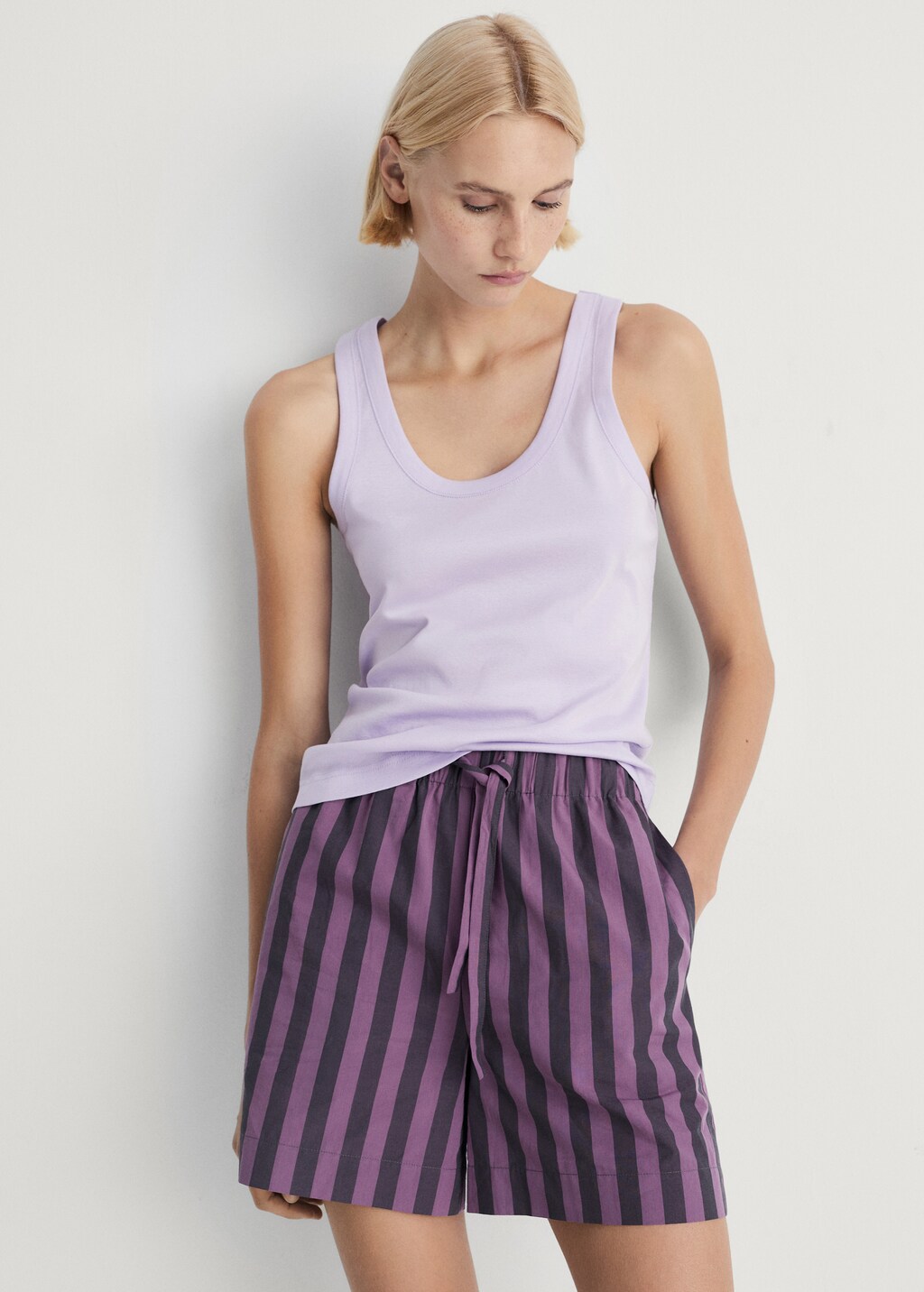 Cotton top with straps - Pastel Green