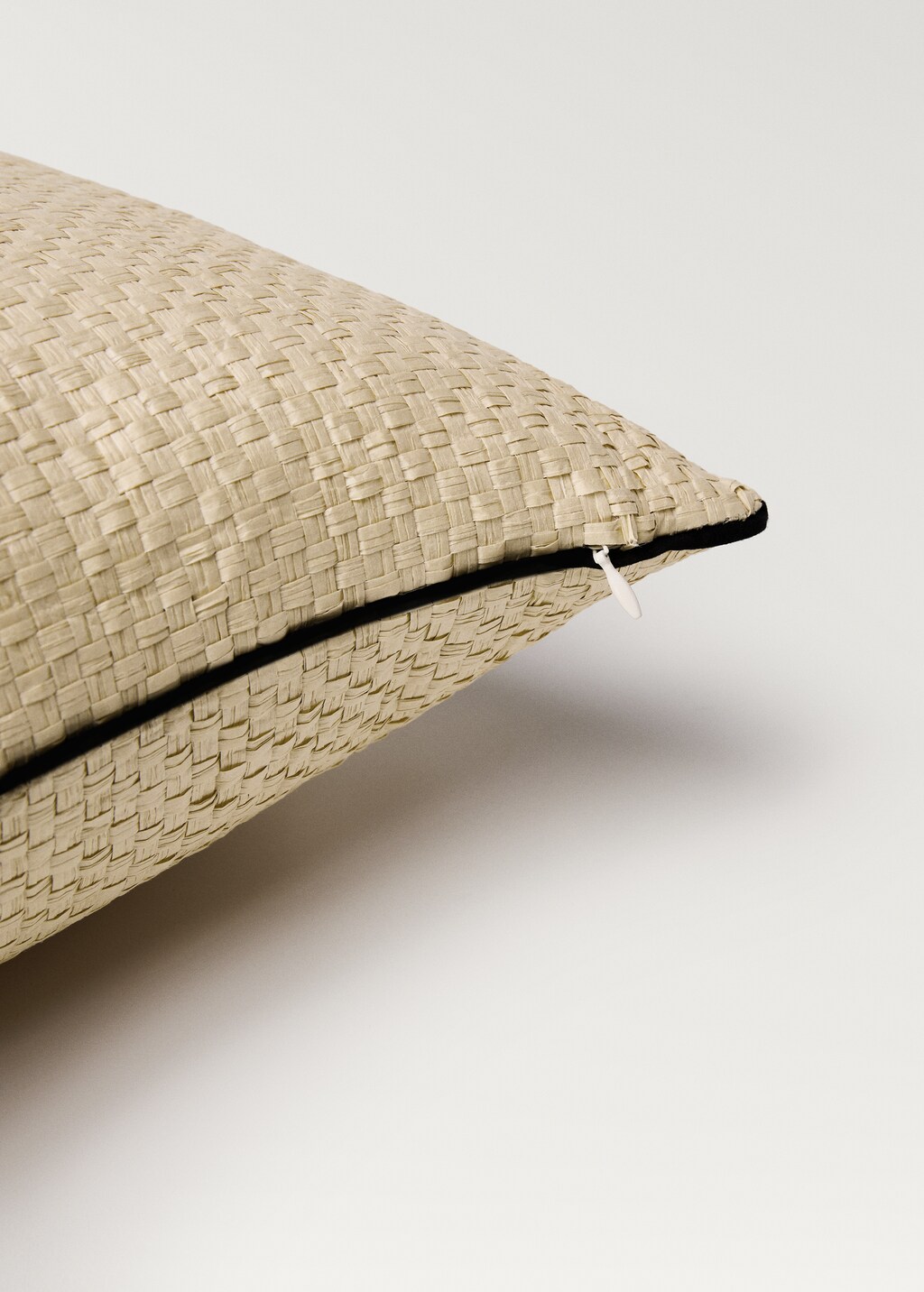 Woven paper cushion cover with piping 45x45cm - Black