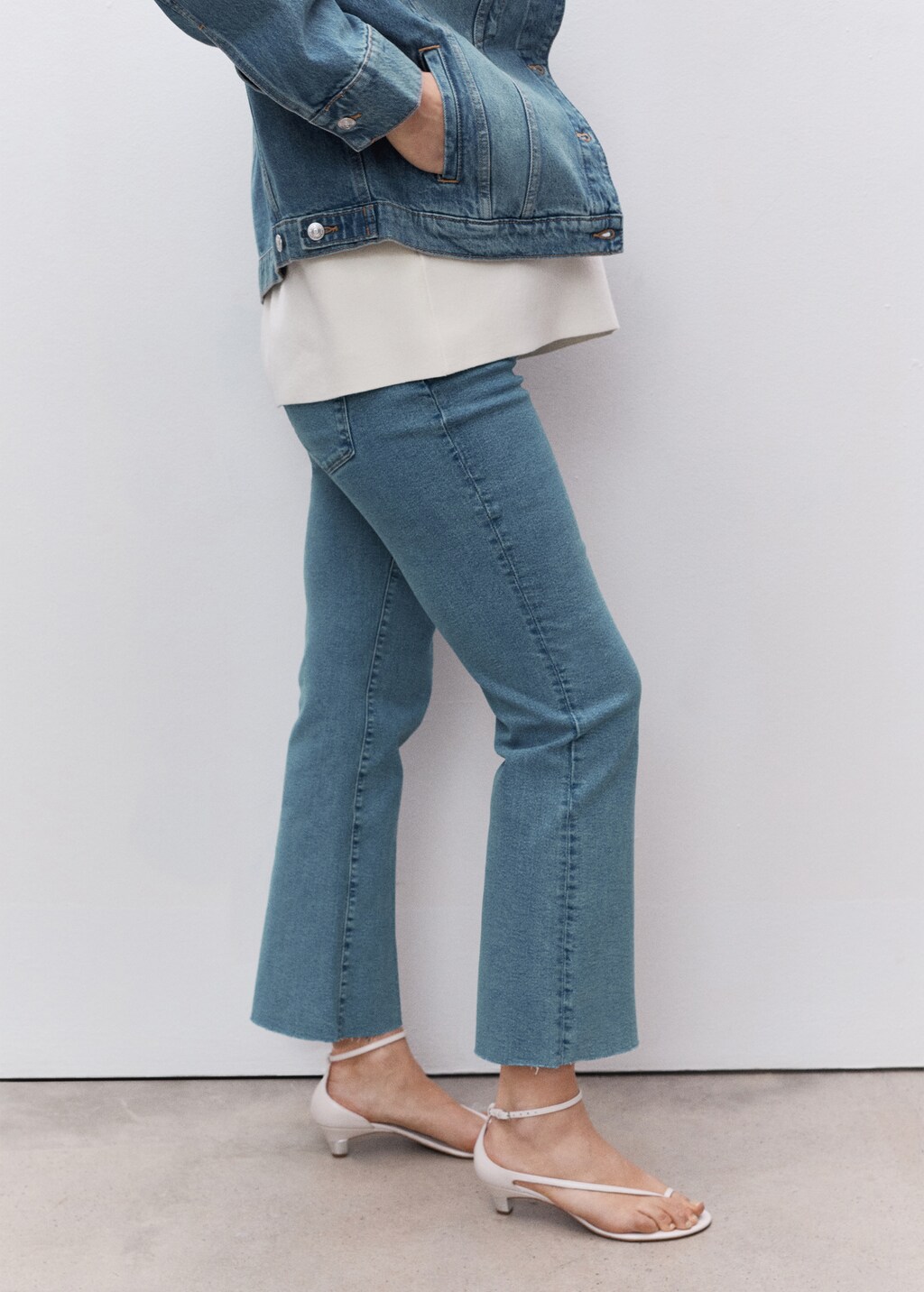 Maternity flared cropped jeans - Off White