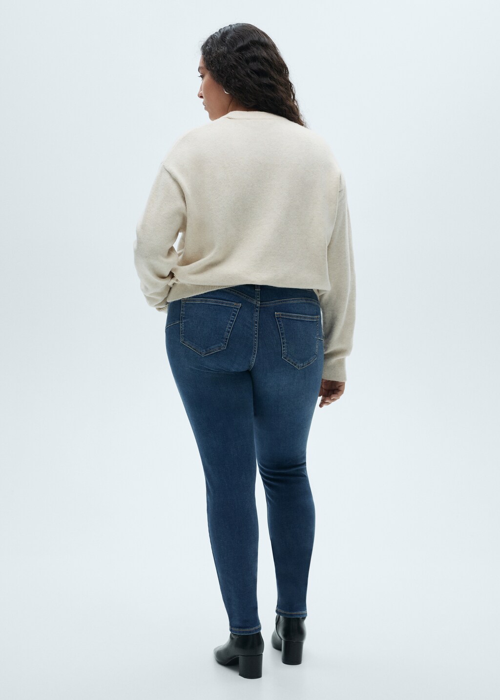 Waxed skinny pushup jeans - Black