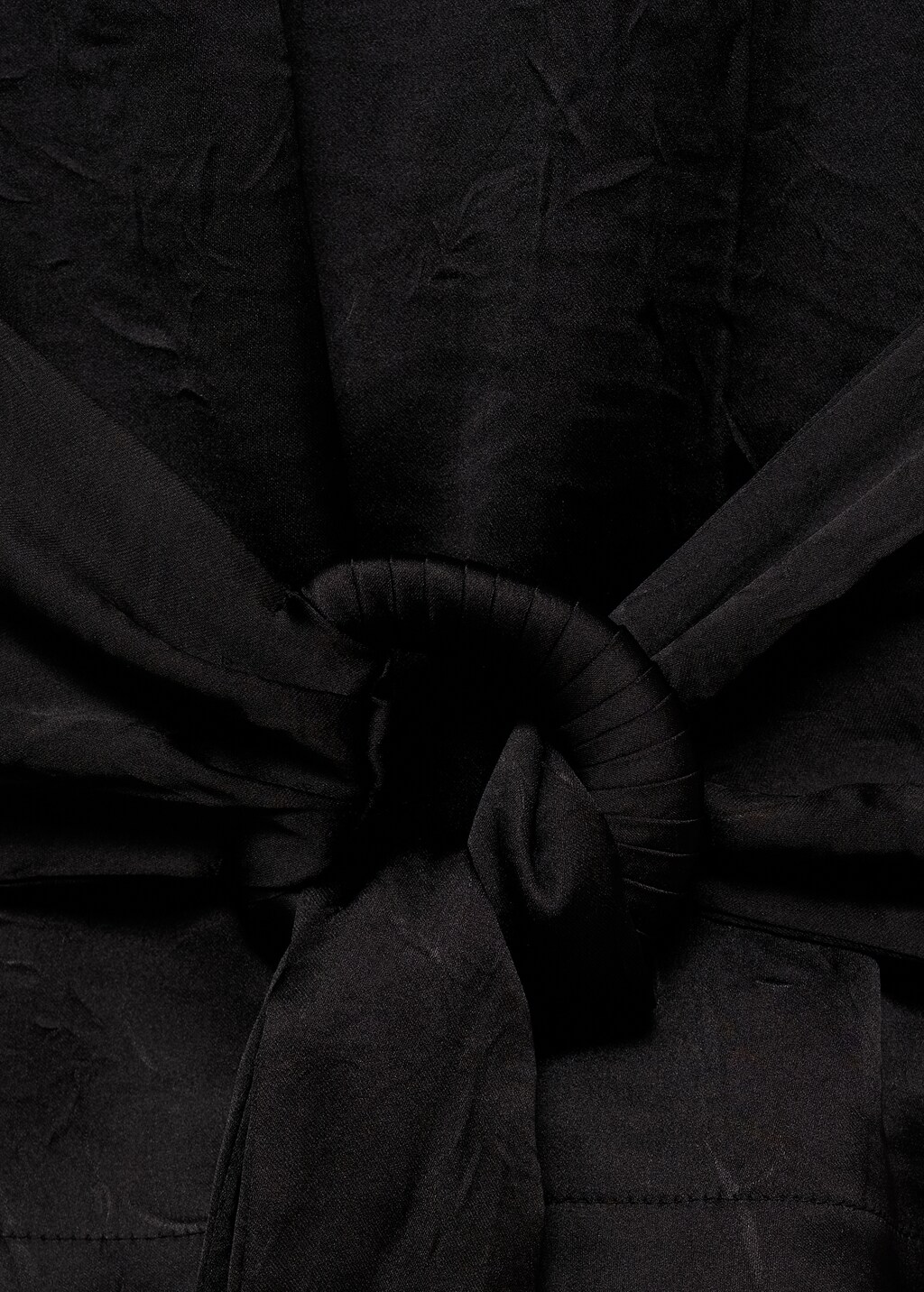 Satin blouse with belt - Black