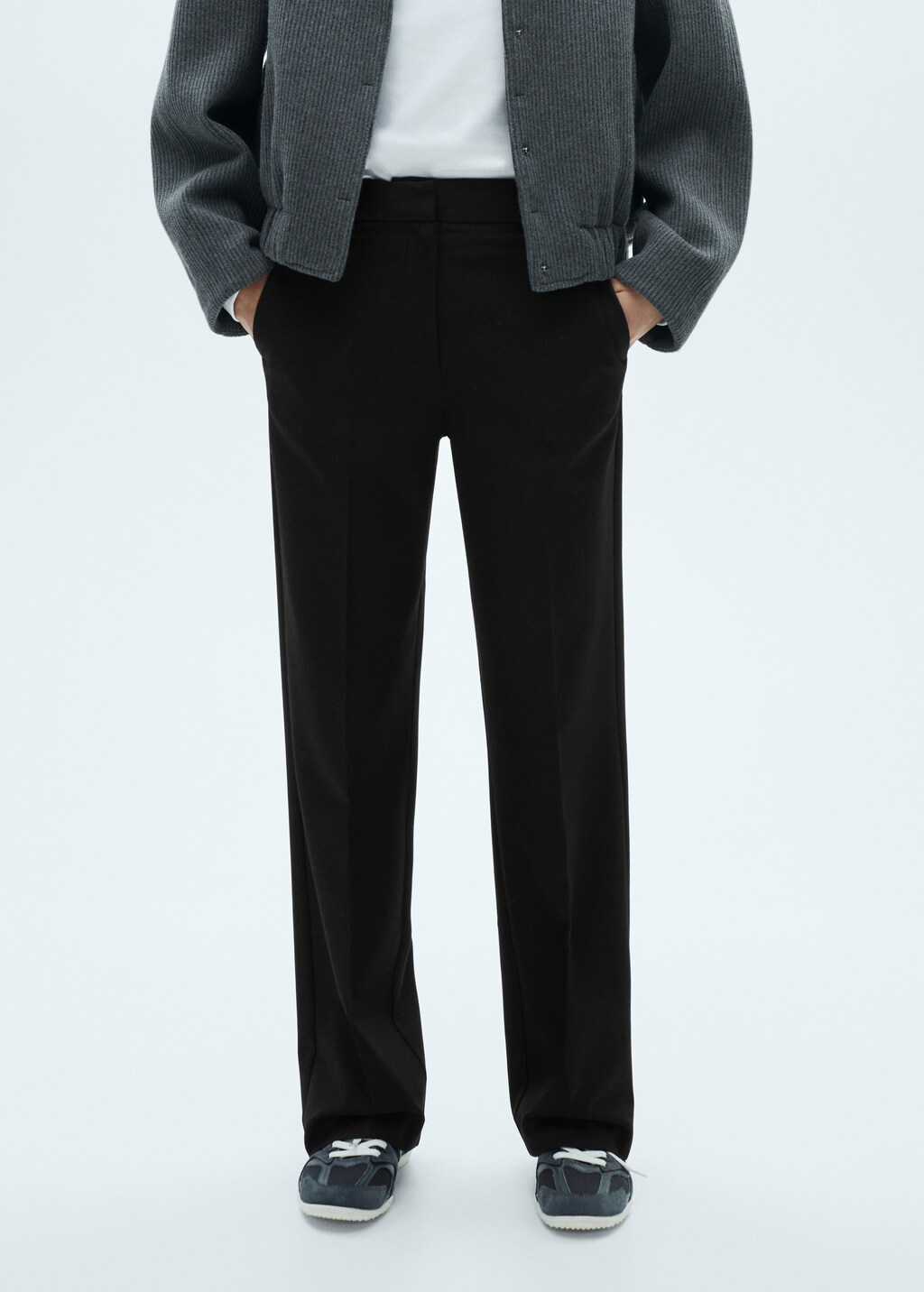 Flowy straight-fit trousers - Brown