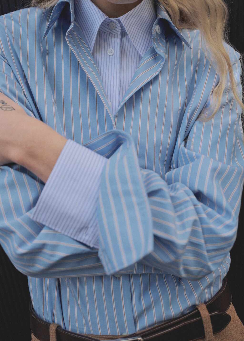 Regular cotton lyocell-blend shirt - Off White