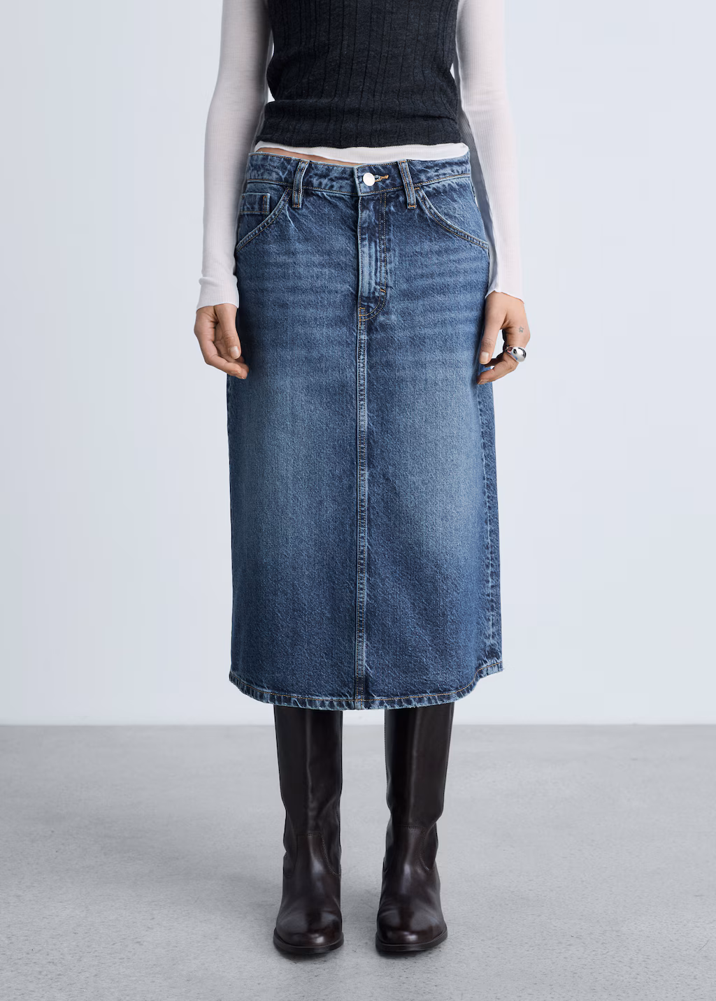 Denim midi-skirt - Dark Blue