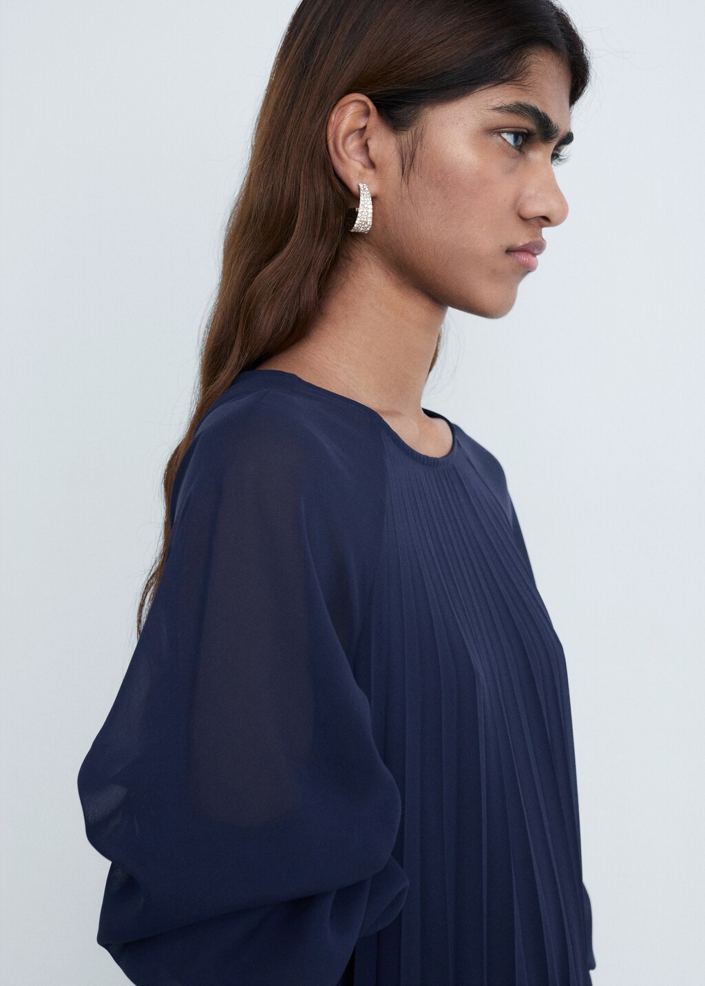 Pleated dress with bow belt - Olive Green