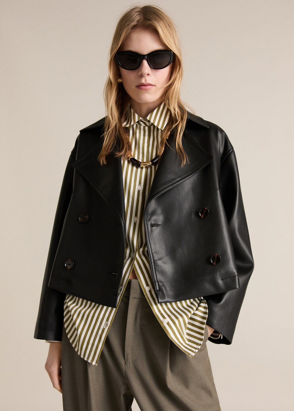 Straight mid-rise trousers - Green