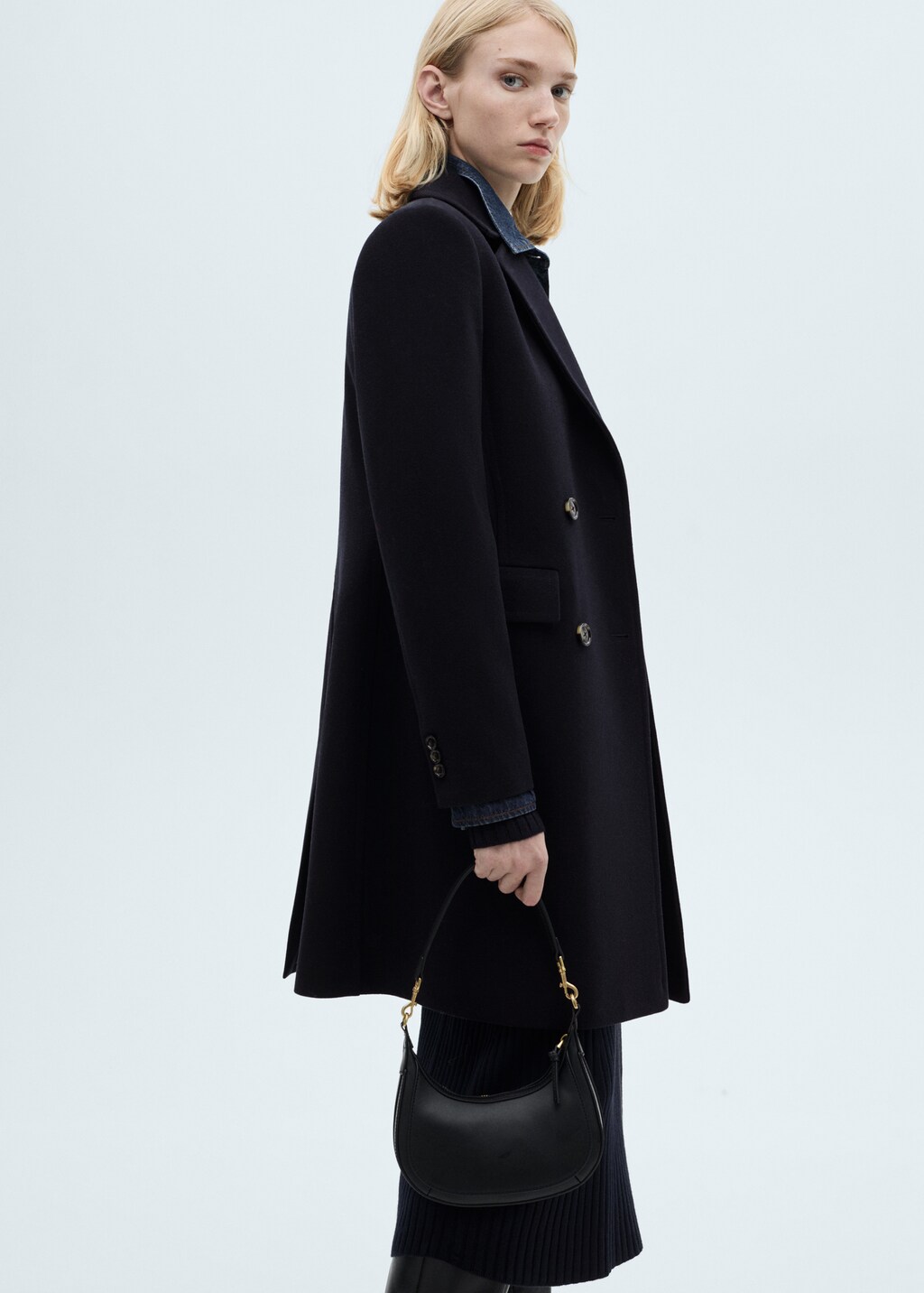Double-breasted wool coat - Dark Navy