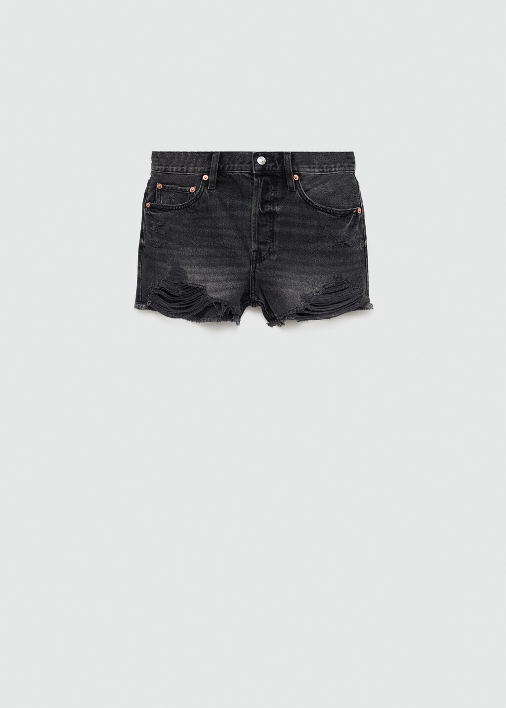Denim shorts with frayed hem - Medium Blue
