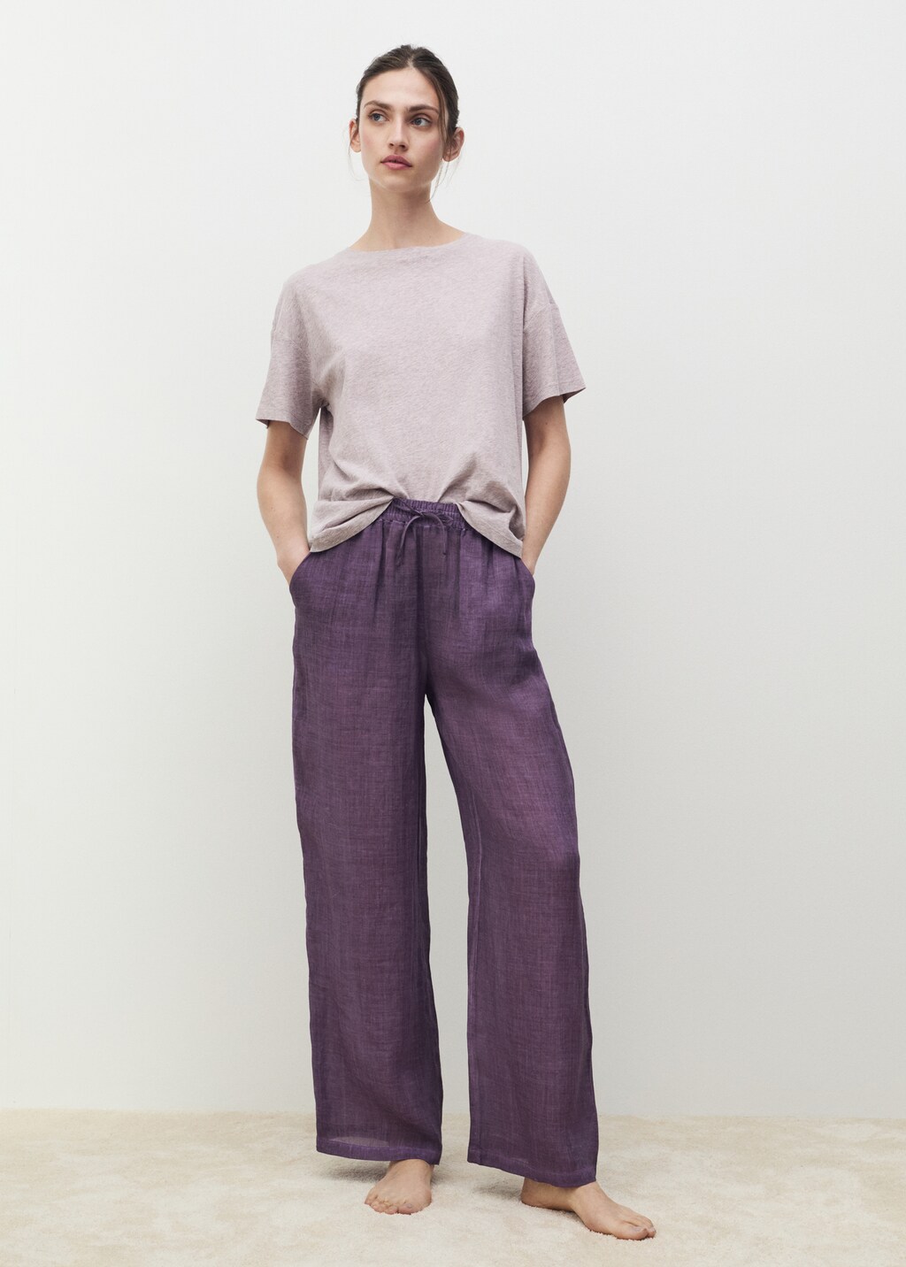 Short-sleeved cotton t-shirt - Vanilla