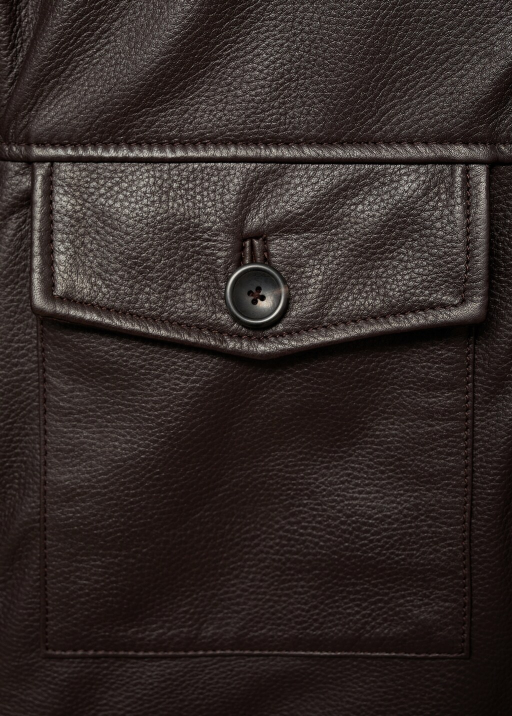 Pocket leather biker jacket - Brown