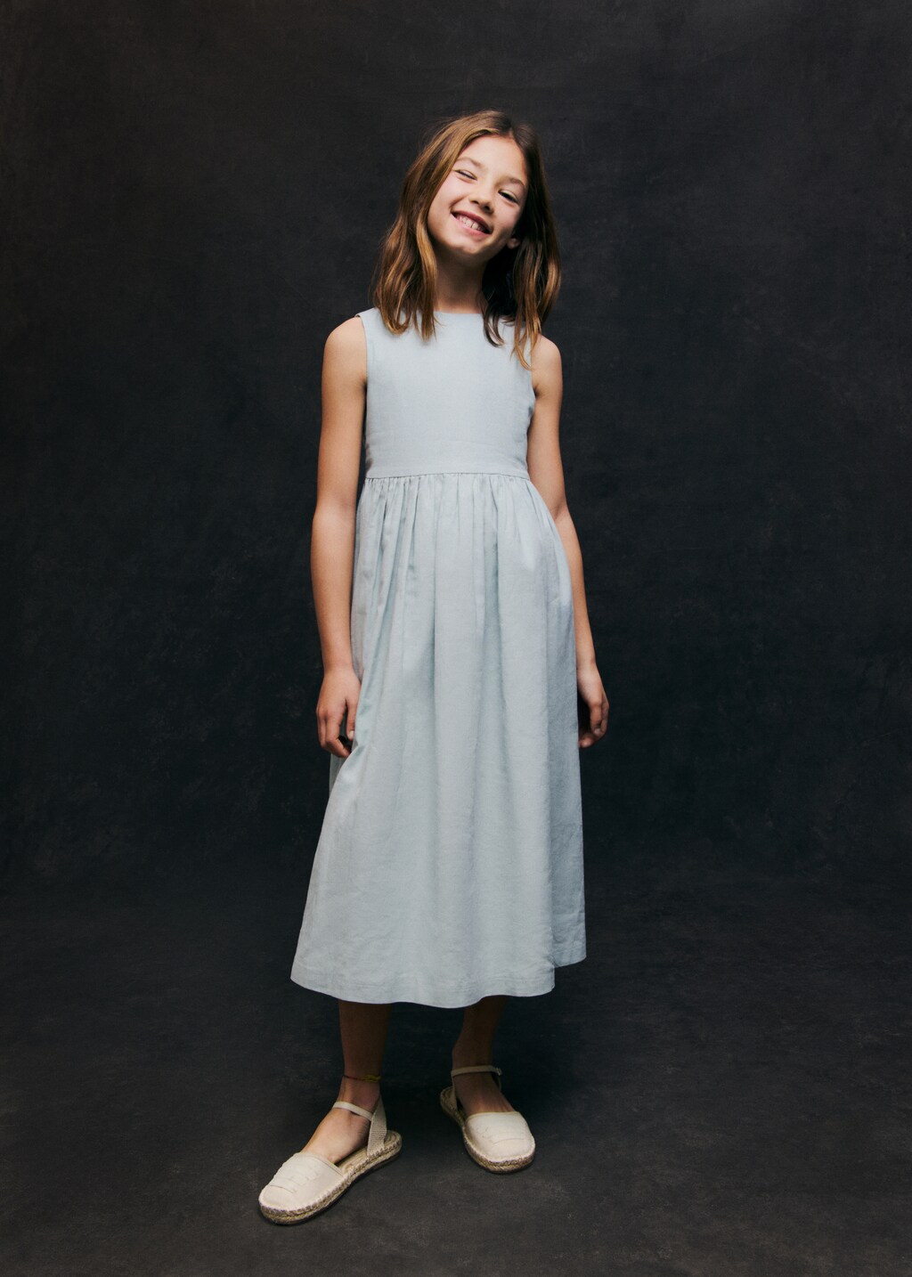 Bow linen dress - Blue