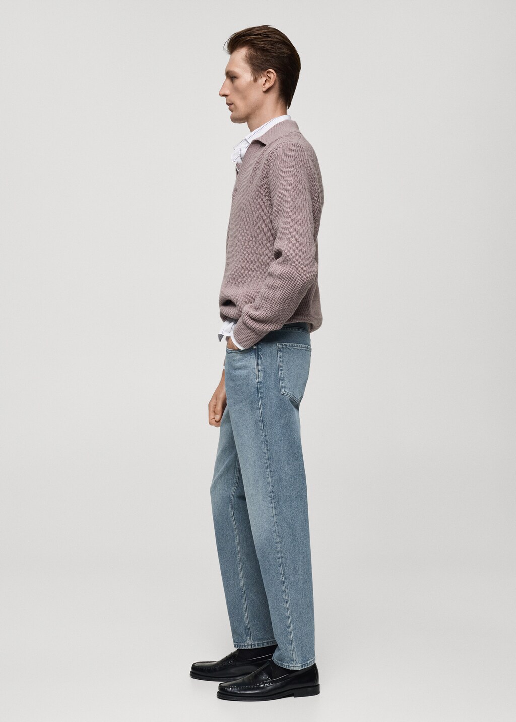 Regular-fit jeans with distressed effect - Petrol Blue