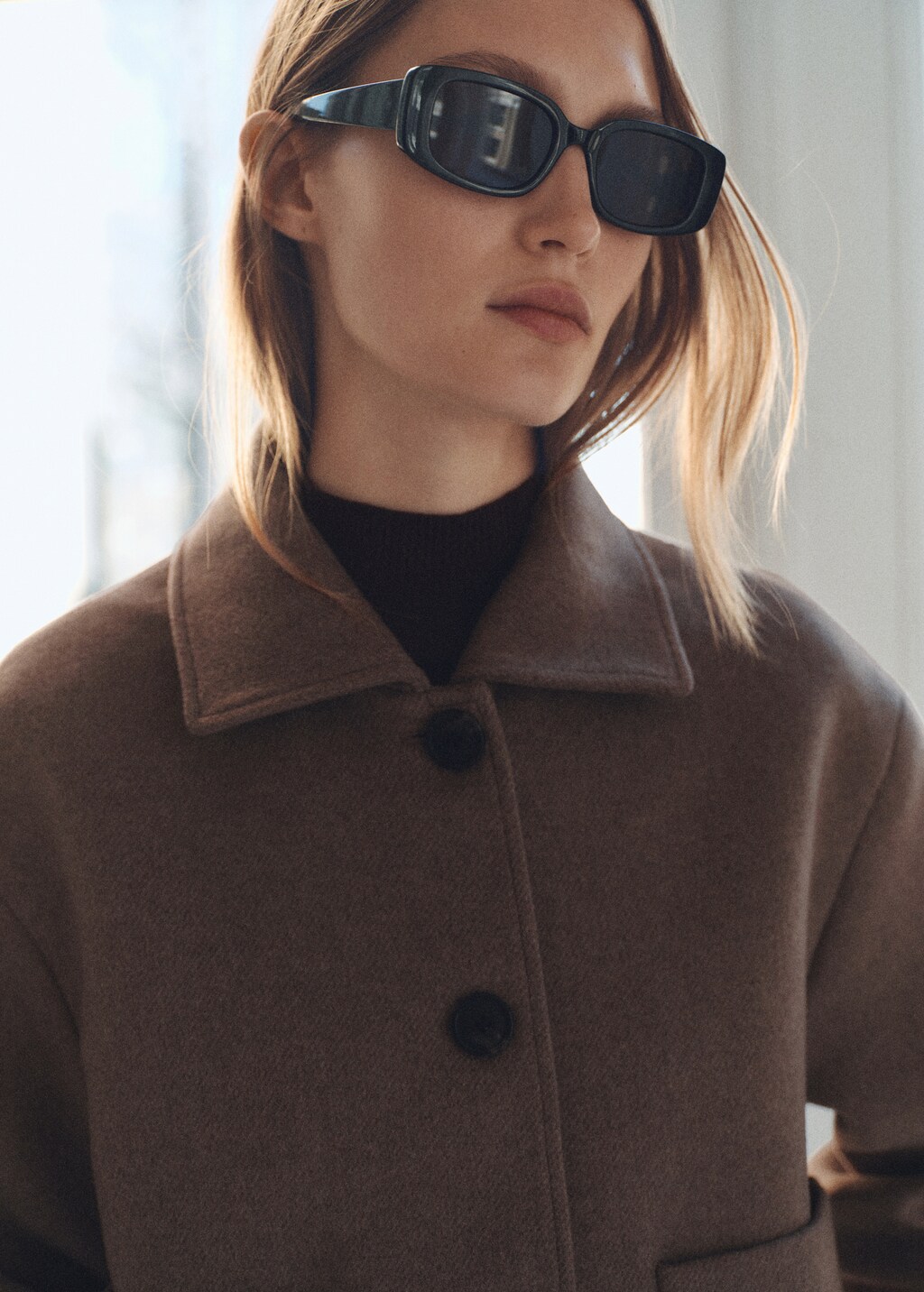 Wool jacket with pockets - Medium Brown