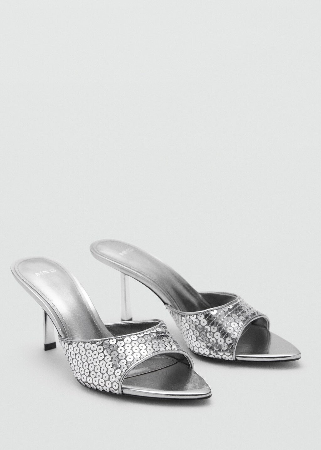 Heeled sandals with sequin strap - Silver