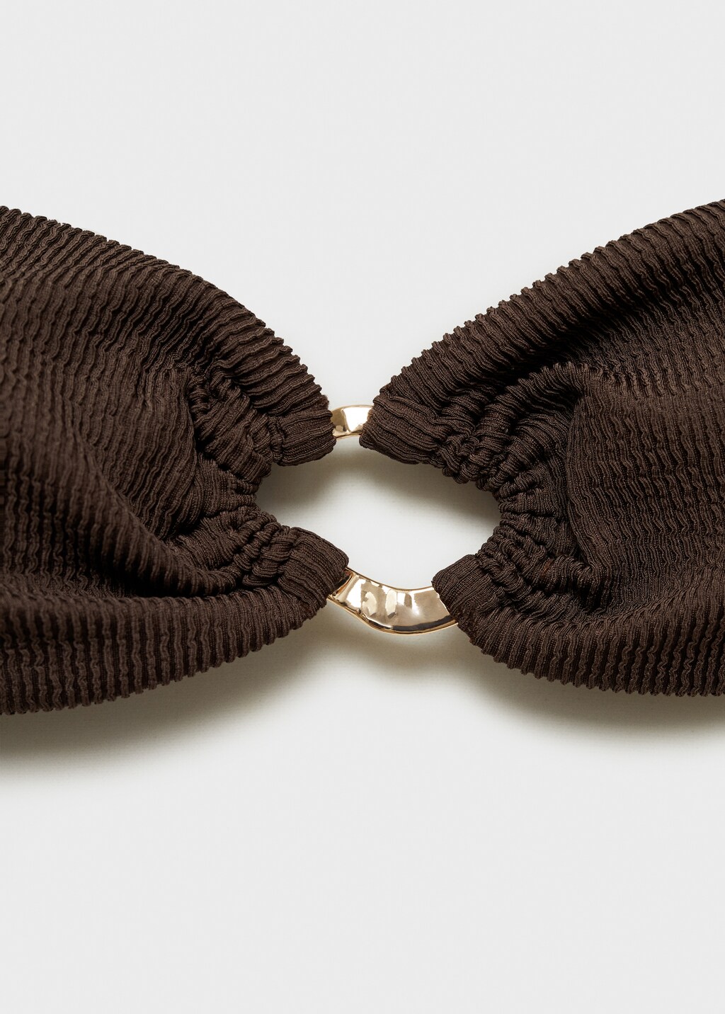 Ribbed bikini top with hoop - Chocolate