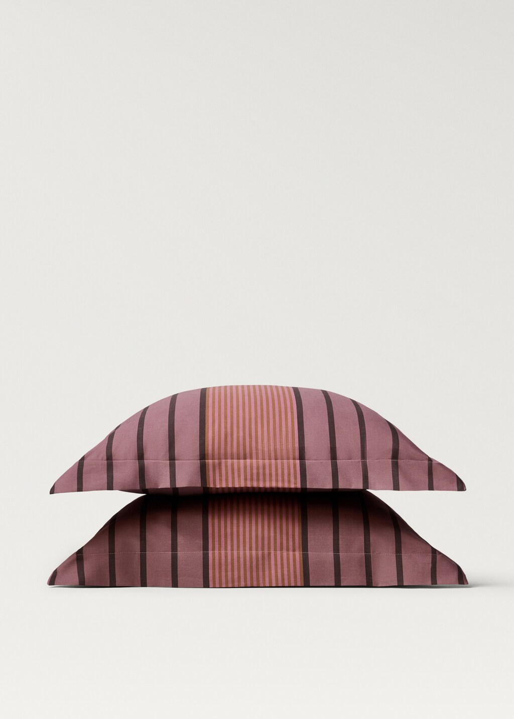 Cotton percale multi-striped pillowcase, 60x60 cm - Aqua Green