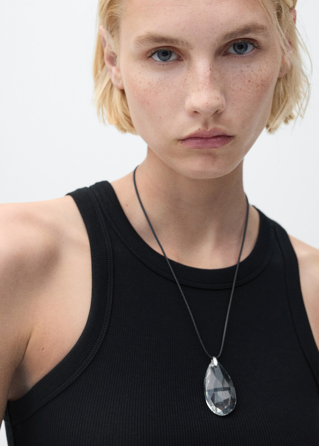 Ribbed cotton-blend top - Vanilla