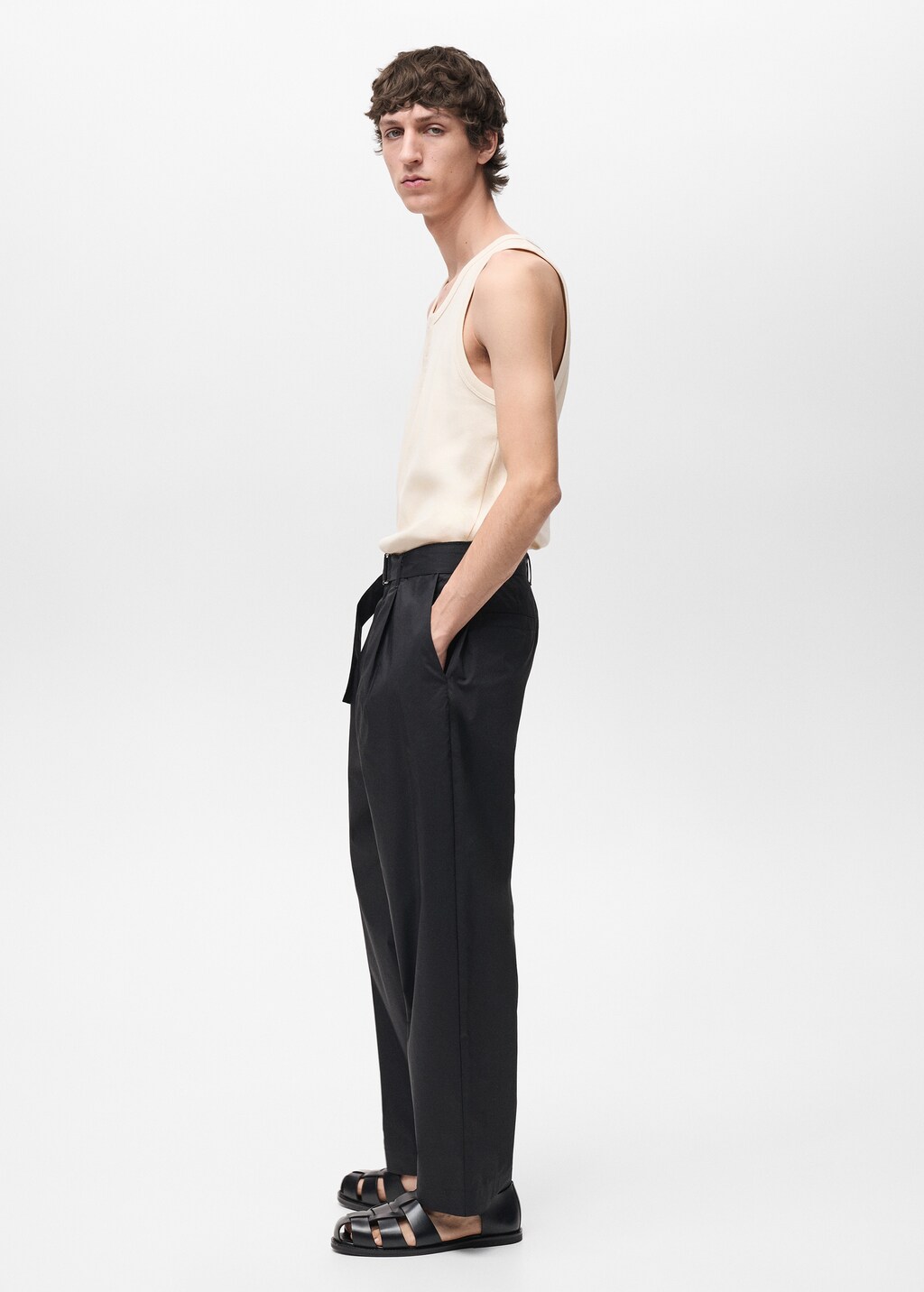 100% cotton t-shirt with buttons - Ecru