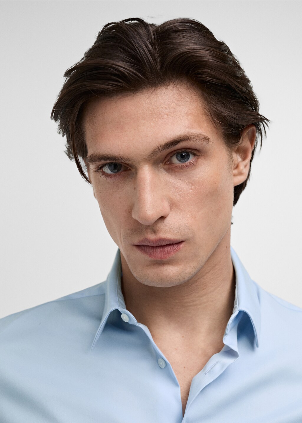 Super slim fit cotton stretch suit shirt - Brown