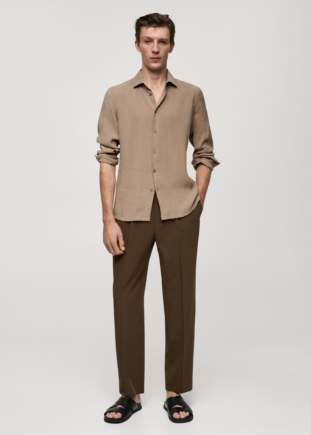 Regular fit tencel shirt - Medium Brown